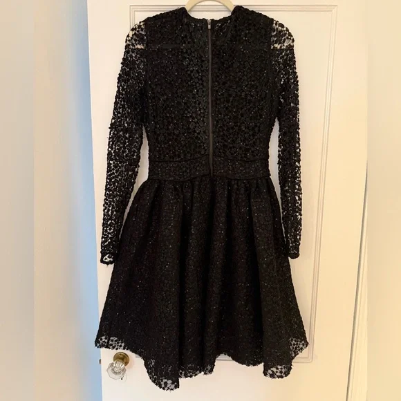 NWT Maje Black Sequin Lace Round Neck Rapido Skater Dress Size 3 (Medium/Large) - Picture 5 of 6